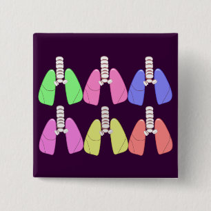 Badge Carré 5 Cm Poumons multicolores - Conception de thérapeutes 