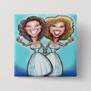 Badge Carré 5 Cm Poupées de gâteaux Mariages lesbiennes