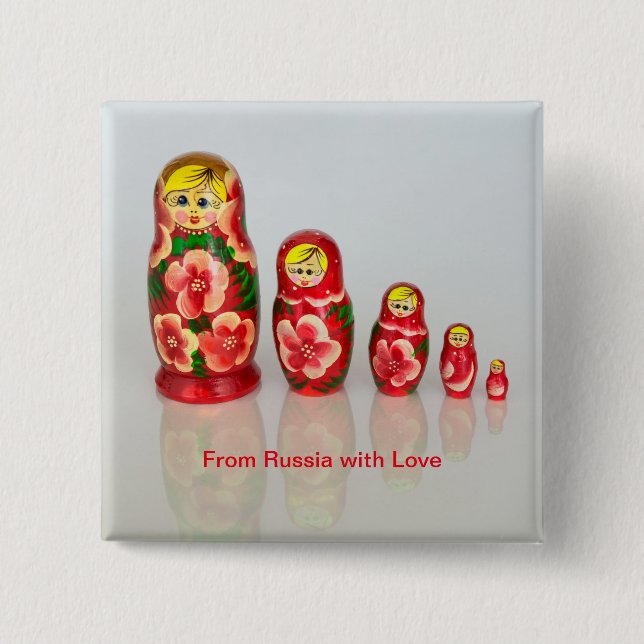 Badge Carré 5 Cm Poupées russes de Matryoshka (Devant)