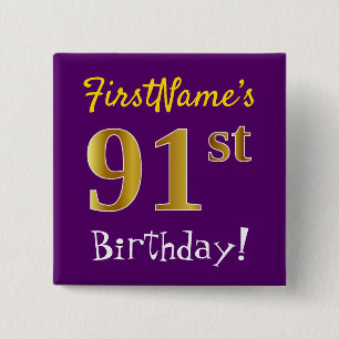 Badge Carré 5 Cm Pourpre, anniversaire d'or de Faux