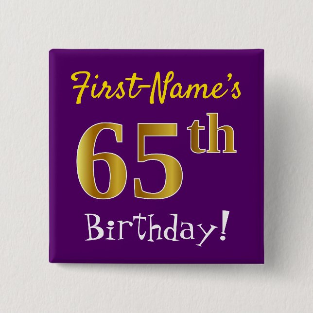 Badge Carré 5 Cm Pourpre, anniversaire d'or de Faux (Devant)