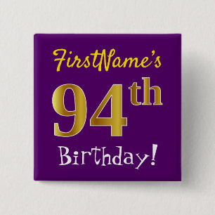Badge Carré 5 Cm Pourpre, anniversaire d'or de Faux