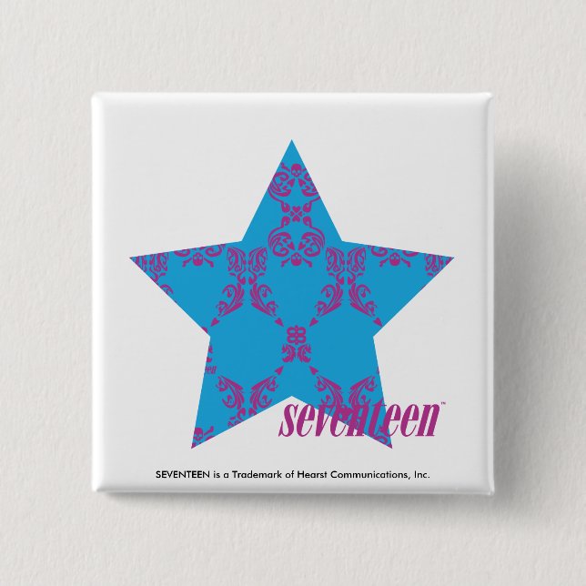 Badge Carré 5 Cm Pourpre-Aqua 2 de damassé (Devant)