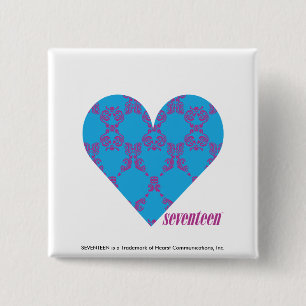 Badge Carré 5 Cm Pourpre-Aqua 3 de damassé
