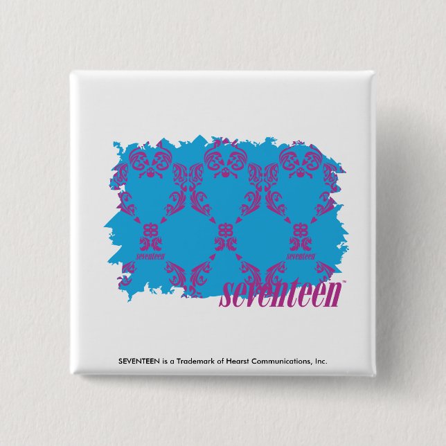 Badge Carré 5 Cm Pourpre-Aqua 4 de damassé (Devant)
