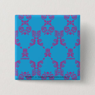 Badge Carré 5 Cm Pourpre-Aqua de damassé