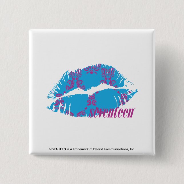 Badge Carré 5 Cm Pourpre-Aqua de damassé (Devant)