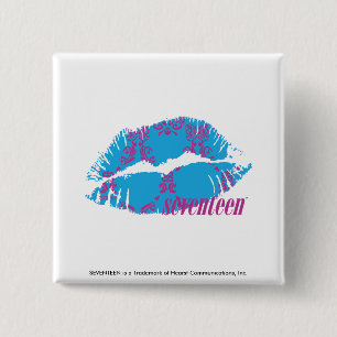 Badge Carré 5 Cm Pourpre-Aqua de damassé