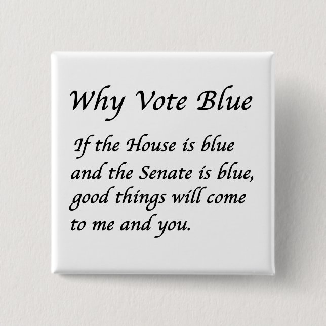 Badge Carré 5 Cm Pourquoi voter bleu en 2026 (Devant)