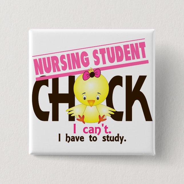 Badge Carré 5 Cm Poussin 1 d'étudiant de soins (Devant)