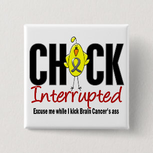 Badge Carré 5 Cm Poussin de cancer du cerveau interrompu