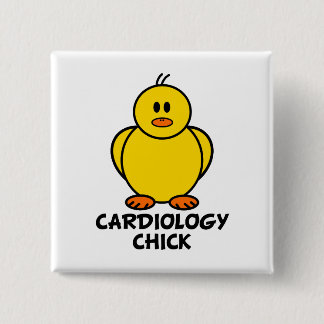 Badge Carré 5 Cm Poussin de cardiologie