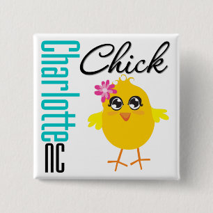 Badge Carré 5 Cm Poussin de Charlotte OR