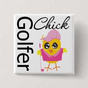 Badge Carré 5 Cm Poussin de golfeur