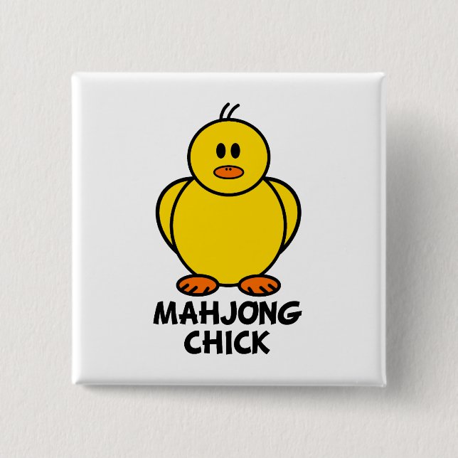 Badge Carré 5 Cm Poussin de Mahjong (Devant)