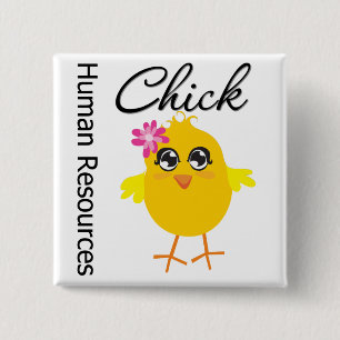 Badge Carré 5 Cm Poussin de ressources humaines