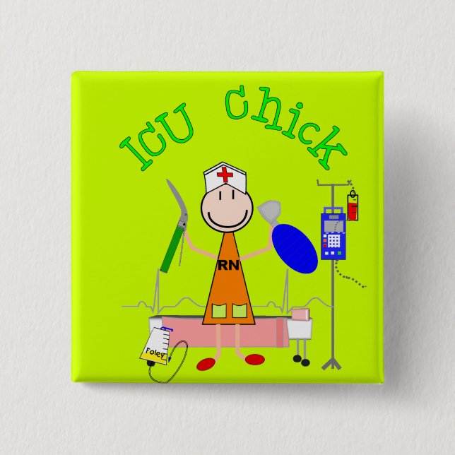 Badge Carré 5 Cm Poussin d'ICU (infirmière) (Devant)