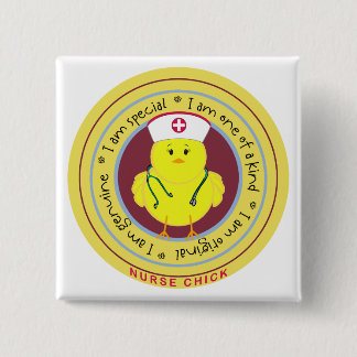Badge Carré 5 Cm Poussin d'infirmière