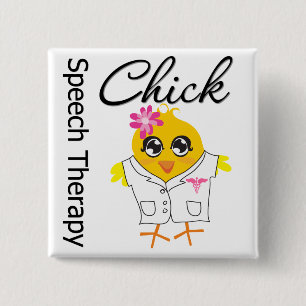 Badge Carré 5 Cm Poussin d'orthophonie