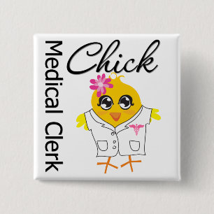 Badge Carré 5 Cm Poussin médical de commis