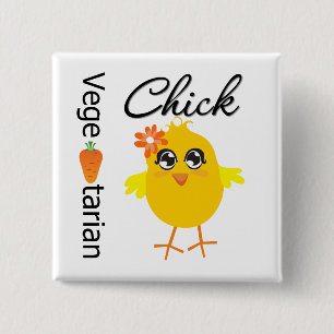 Badge Carré 5 Cm Poussin végétarien