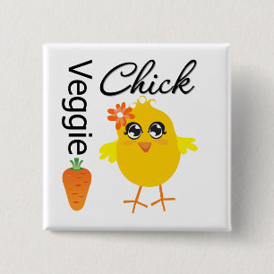 Badge Carré 5 Cm Poussin végétarien