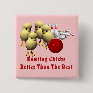 Badge Carré 5 Cm Poussins de bowling