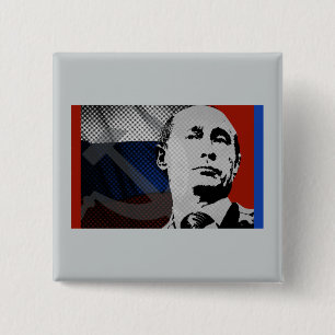 Badge Carré 5 Cm Poutine avec drapeau russe