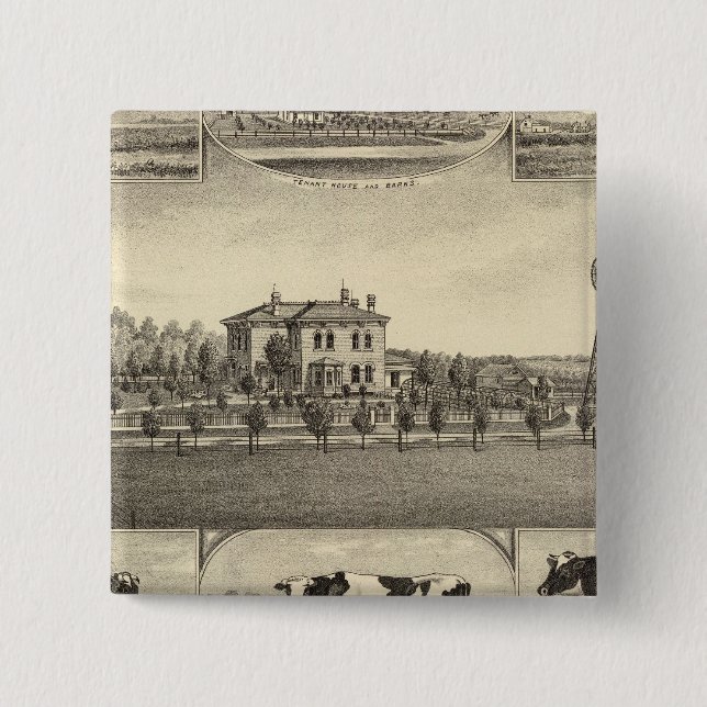 Badge Carré 5 Cm Prairie Lawn Farm (Nebraska) (Devant)
