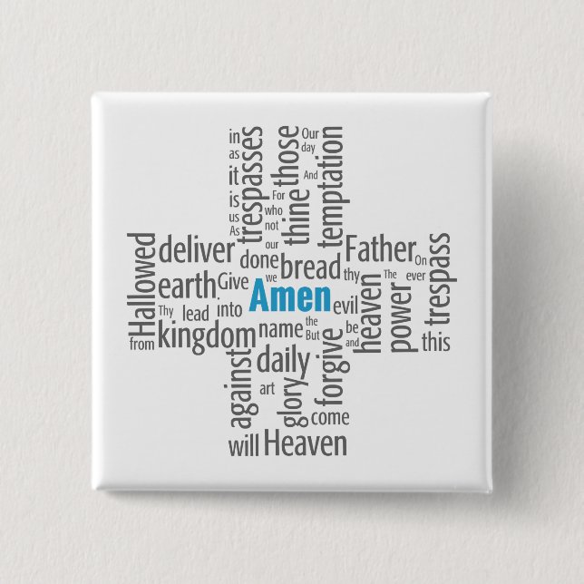 Badge Carré 5 Cm Prayer Word Cloud de seigneur (Devant)