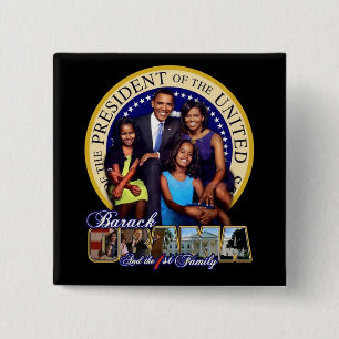 Badge Carré 5 Cm Premier la famille Obama