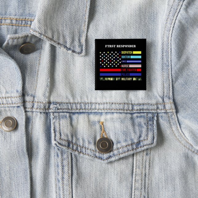 Badge Carré 5 Cm Premier répondeur (En situation)