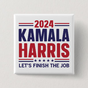 Badge Carré 5 Cm Présidente Kamala Harris Terminons le Travail 2024