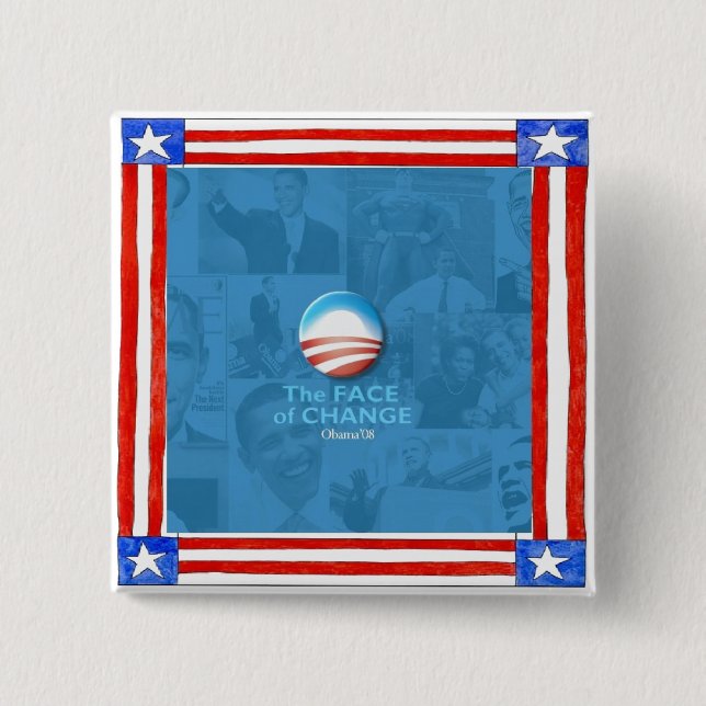 Badge Carré 5 Cm PRÉSIDENTE OBAMA Inauguration Commémoration (Devant)
