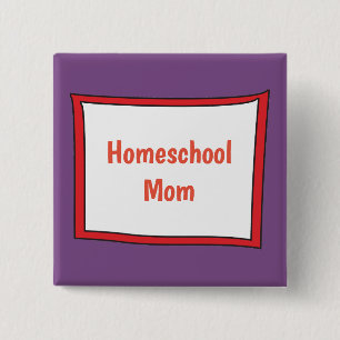 Badge Carré 5 Cm Pretty purple and red homeschool mom