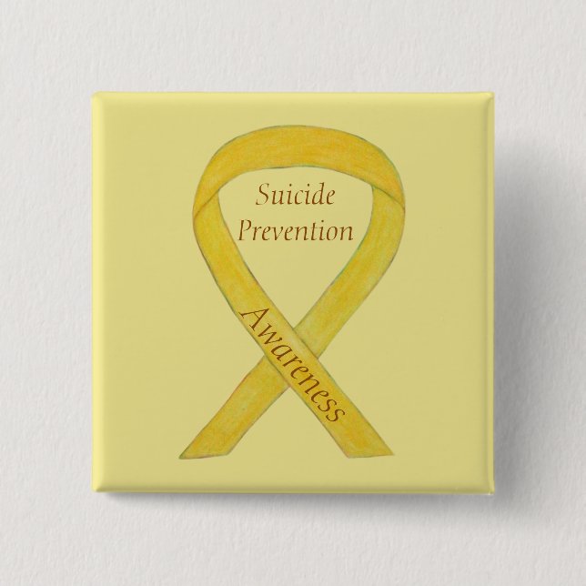 Badge Carré 5 Cm Prévention du suicide Sensibilisation Ruban Pins p (Devant)