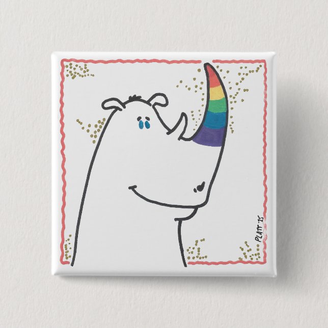 Badge Carré 5 Cm Pride Rhino Button (Devant)
