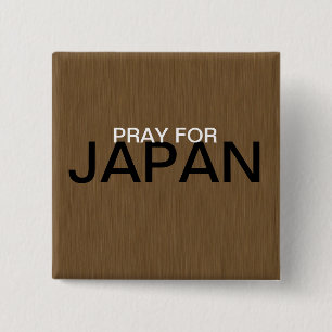 BADGE CARRÉ 5 CM PRIER POUR LE JAPON