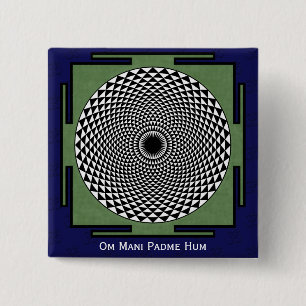 Badge Carré 5 Cm prière mandala Om Mani Padme Hum