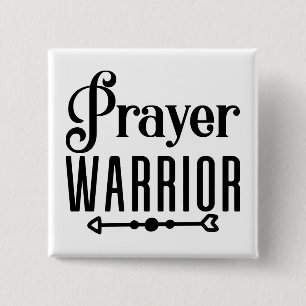 Badge Carré 5 Cm PRIÈRE WARRIOR Citation chrétienne inspirationnell