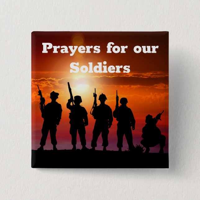 Badge Carré 5 Cm Prières pour nos soldats (Devant)