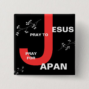 BADGE CARRÉ 5 CM PRIEZ JÉSUS PRIEZ POUR LE JAPON