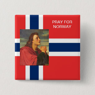 BADGE CARRÉ 5 CM PRIEZ POUR LA NORVÈGE