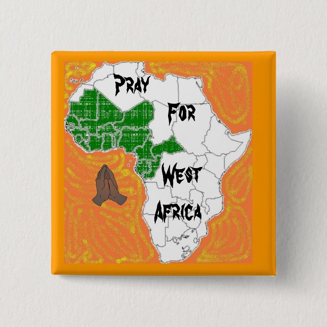Badge Carré 5 Cm Priez pour l'Afrique de l'ouest (Devant)