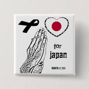 Badge Carré 5 Cm Priez pour le Japon
