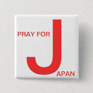 BADGE CARRÉ 5 CM PRIEZ POUR LE JAPON