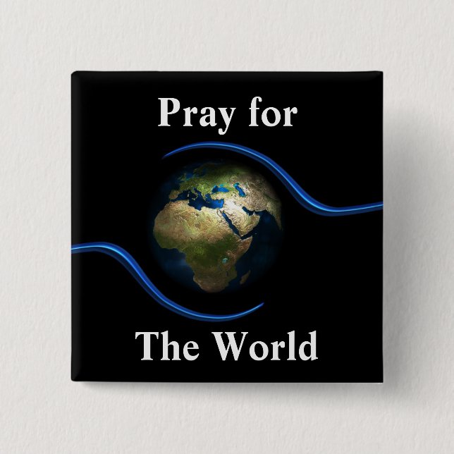 Badge Carré 5 Cm Priez pour le monde (Devant)
