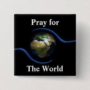 Badge Carré 5 Cm Priez pour le monde