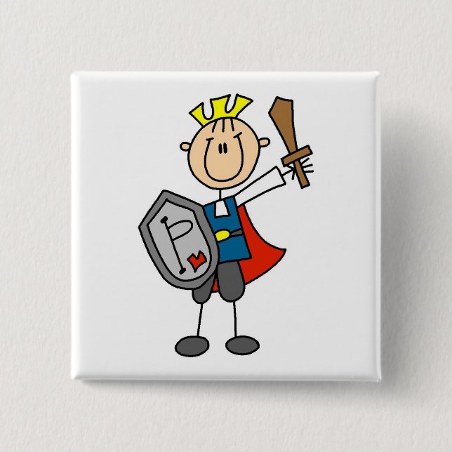 Badge Carré 5 Cm Prince charme avec l'épée (Devant)