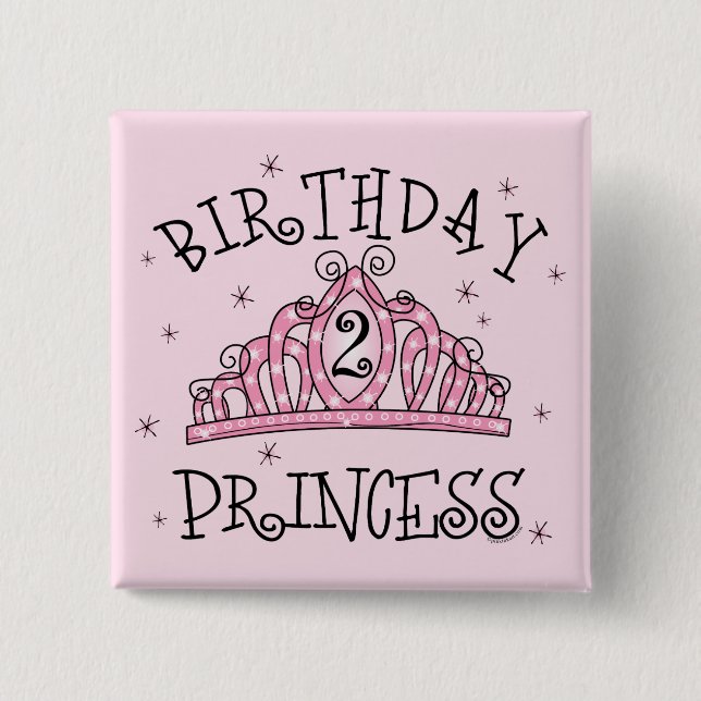 Badge Carré 5 Cm Princesse 2ème anniversaire d'anniversaire de (Devant)